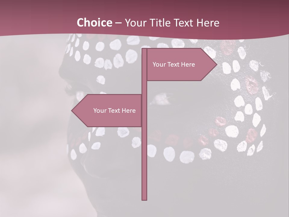 Young African Girl, Tribal Painted Face In White And Red, Partial Desaturated PowerPoint Template