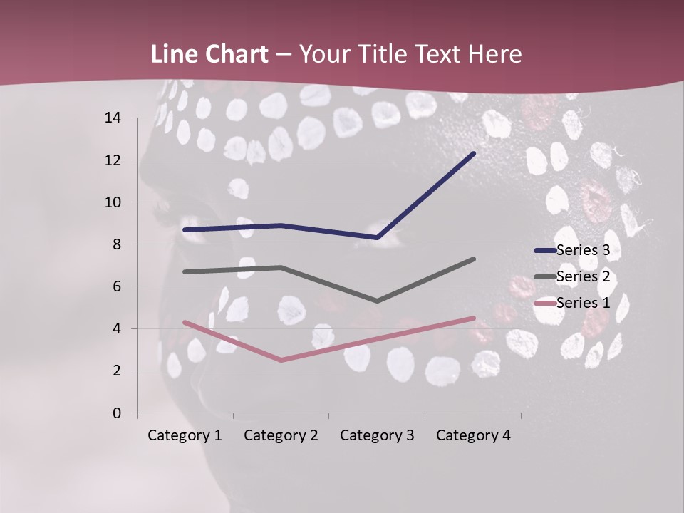 Young African Girl, Tribal Painted Face In White And Red, Partial Desaturated PowerPoint Template