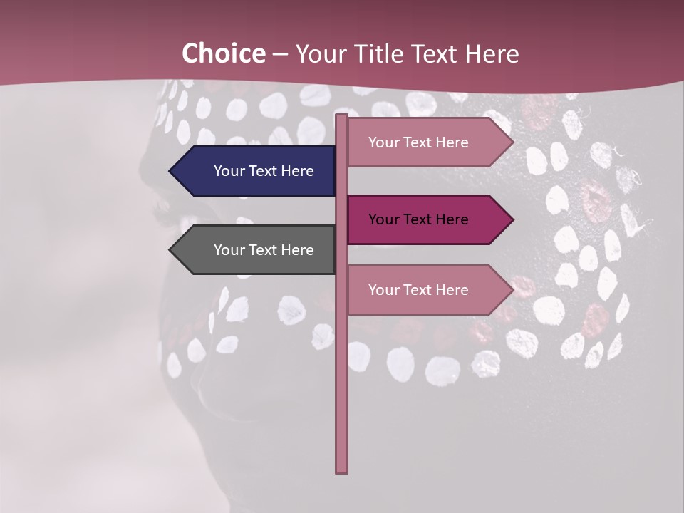 Young African Girl, Tribal Painted Face In White And Red, Partial Desaturated PowerPoint Template