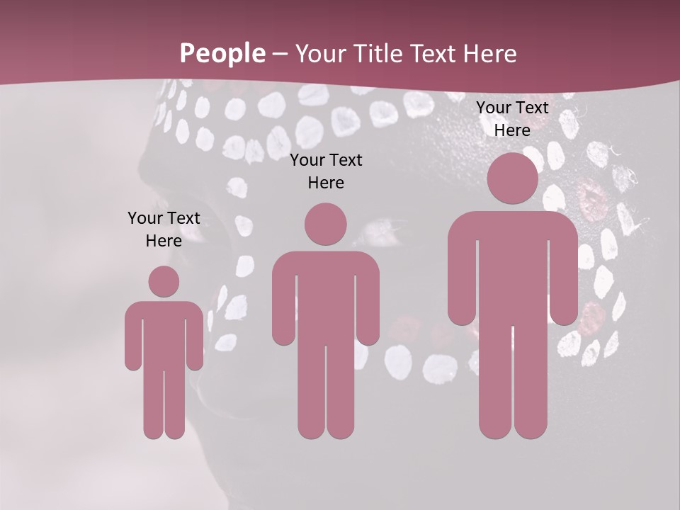 Young African Girl, Tribal Painted Face In White And Red, Partial Desaturated PowerPoint Template