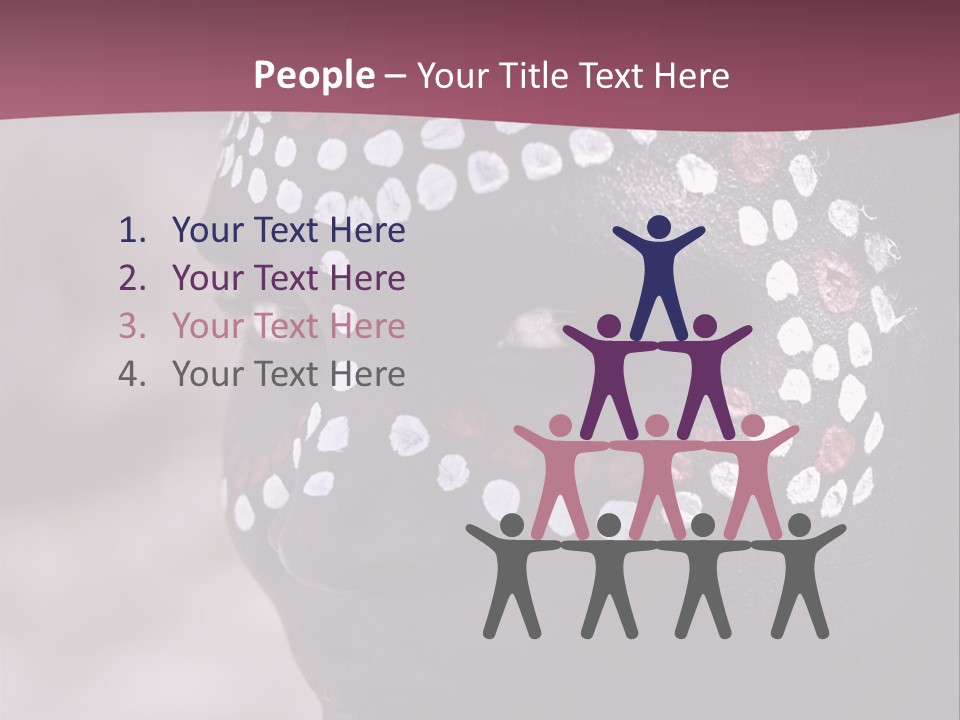 Young African Girl, Tribal Painted Face In White And Red, Partial Desaturated PowerPoint Template