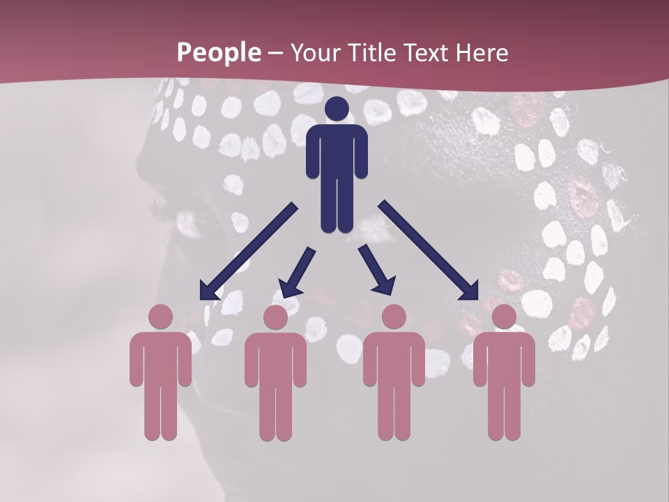 Young African Girl, Tribal Painted Face In White And Red, Partial Desaturated PowerPoint Template