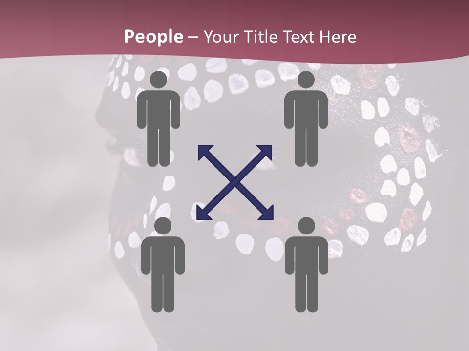 Young African Girl, Tribal Painted Face In White And Red, Partial Desaturated PowerPoint Template