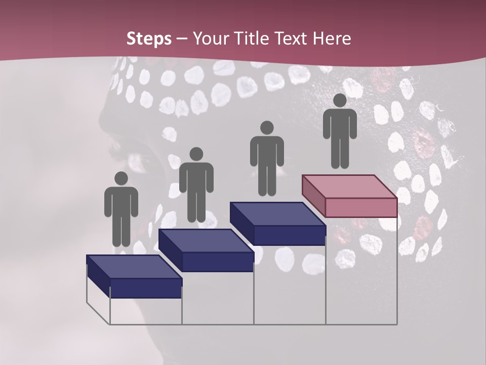 Young African Girl, Tribal Painted Face In White And Red, Partial Desaturated PowerPoint Template