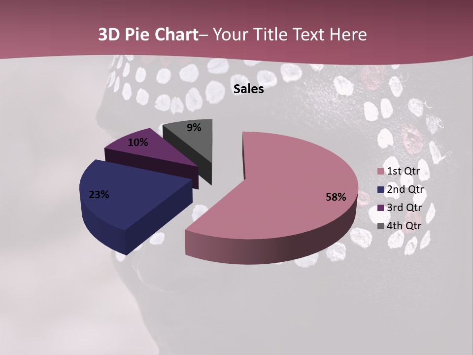 Young African Girl, Tribal Painted Face In White And Red, Partial Desaturated PowerPoint Template