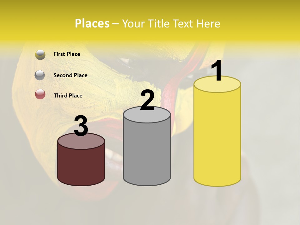 Young African Girl, Tribal Painted Face In Yellow And Red PowerPoint Template