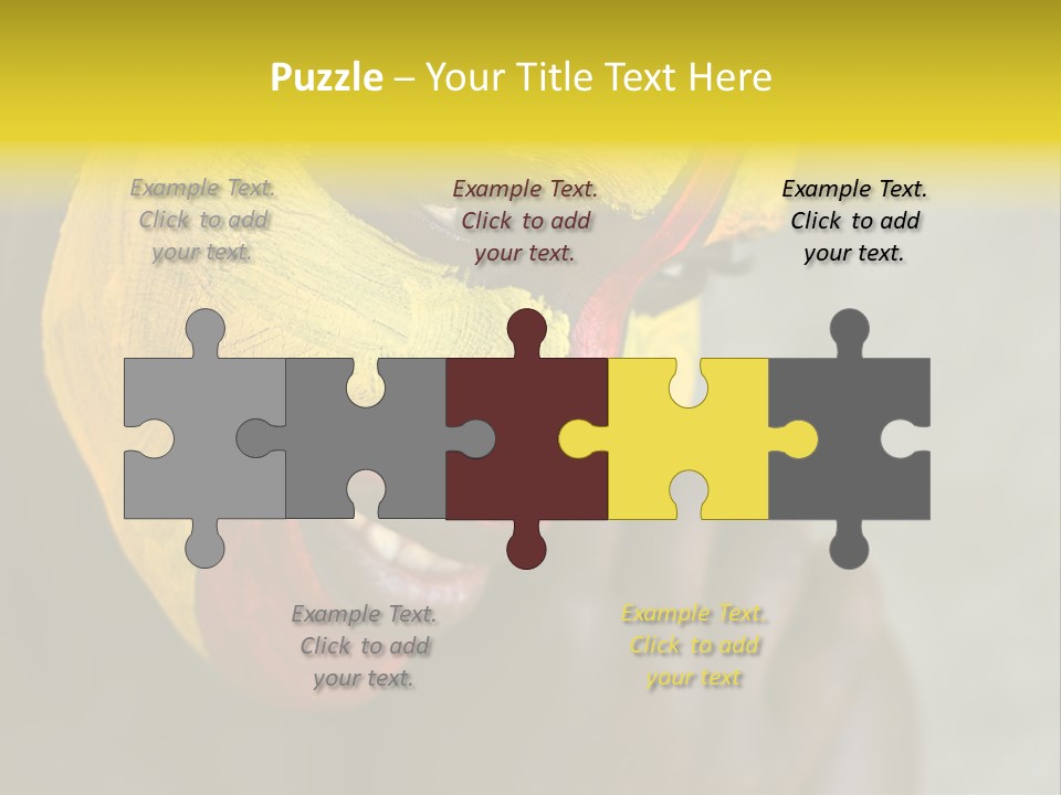 Young African Girl, Tribal Painted Face In Yellow And Red PowerPoint Template