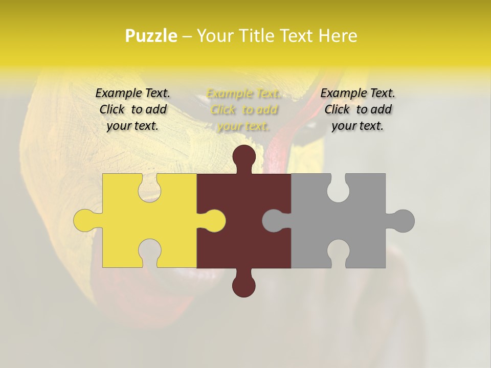 Young African Girl, Tribal Painted Face In Yellow And Red PowerPoint Template