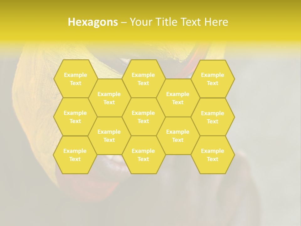 Young African Girl, Tribal Painted Face In Yellow And Red PowerPoint Template