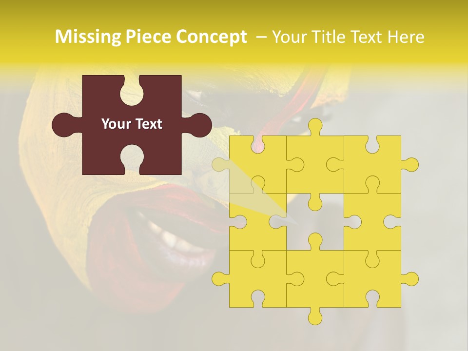Young African Girl, Tribal Painted Face In Yellow And Red PowerPoint Template