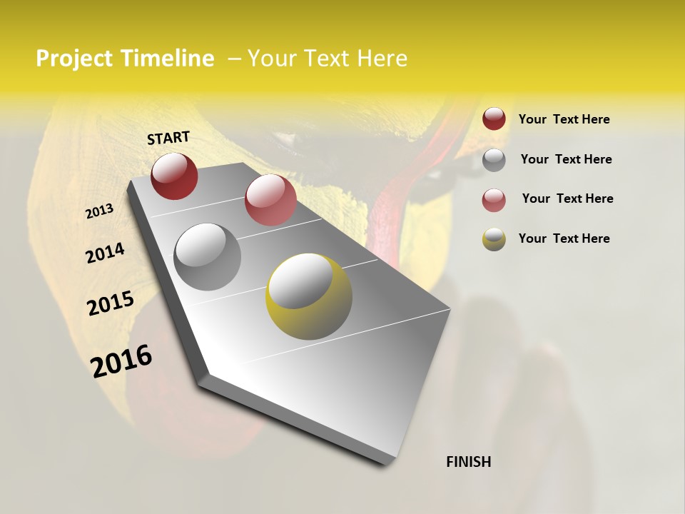 Young African Girl, Tribal Painted Face In Yellow And Red PowerPoint Template