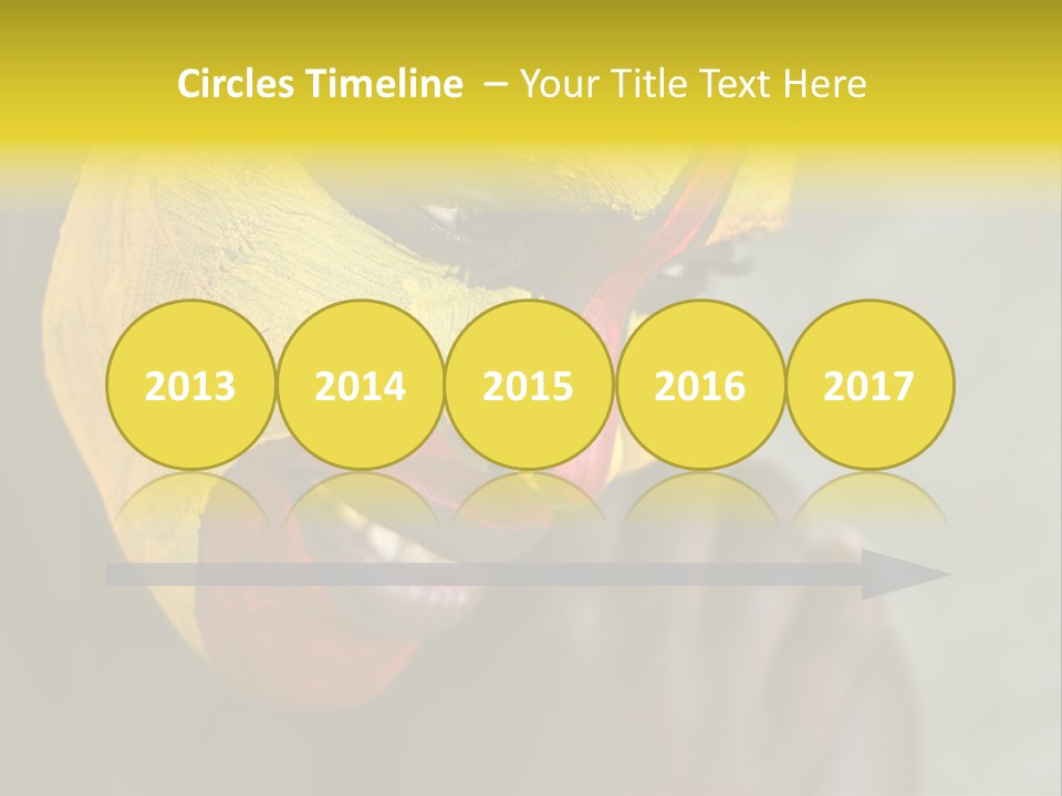 Young African Girl, Tribal Painted Face In Yellow And Red PowerPoint Template