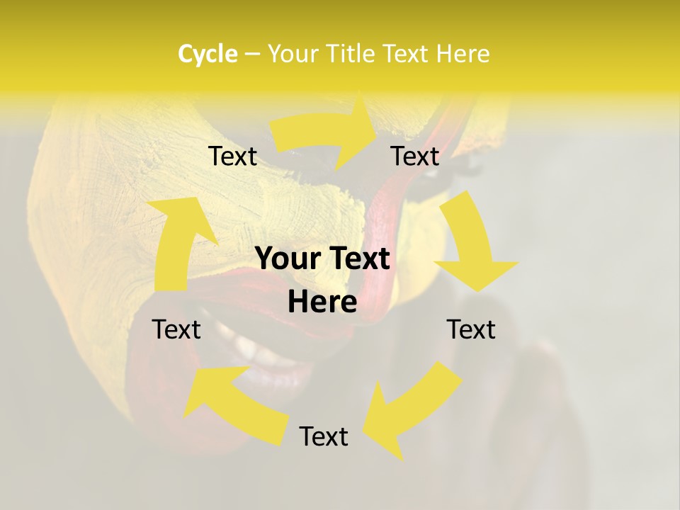 Young African Girl, Tribal Painted Face In Yellow And Red PowerPoint Template