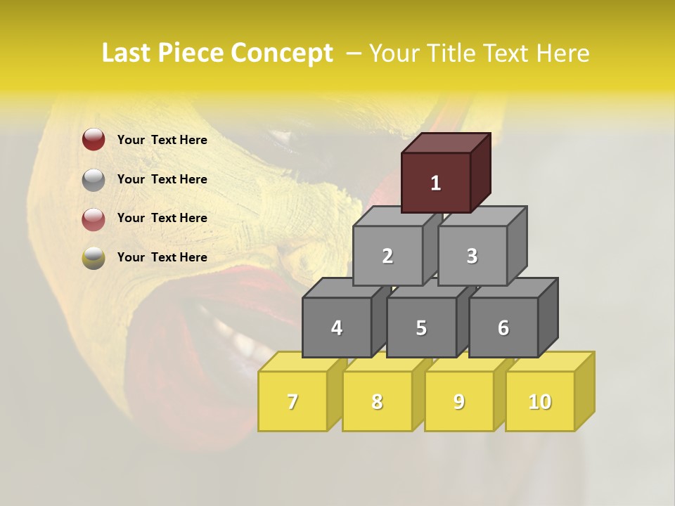 Young African Girl, Tribal Painted Face In Yellow And Red PowerPoint Template