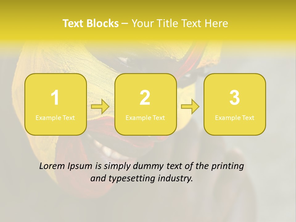 Young African Girl, Tribal Painted Face In Yellow And Red PowerPoint Template