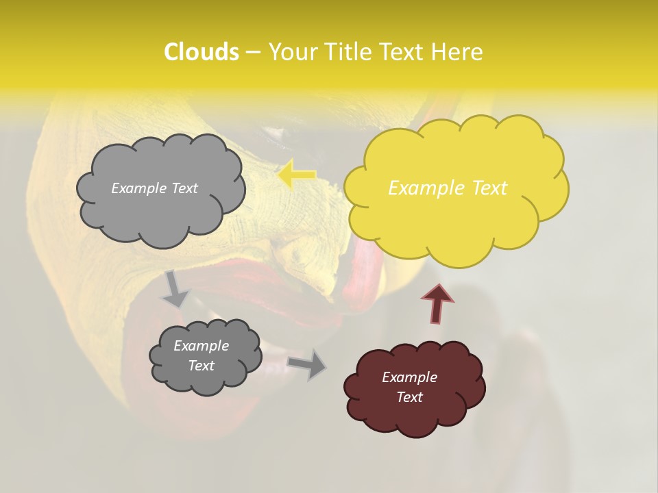 Young African Girl, Tribal Painted Face In Yellow And Red PowerPoint Template