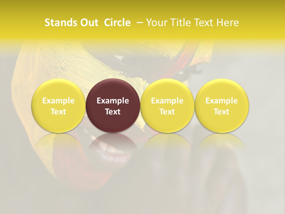 Young African Girl, Tribal Painted Face In Yellow And Red PowerPoint Template