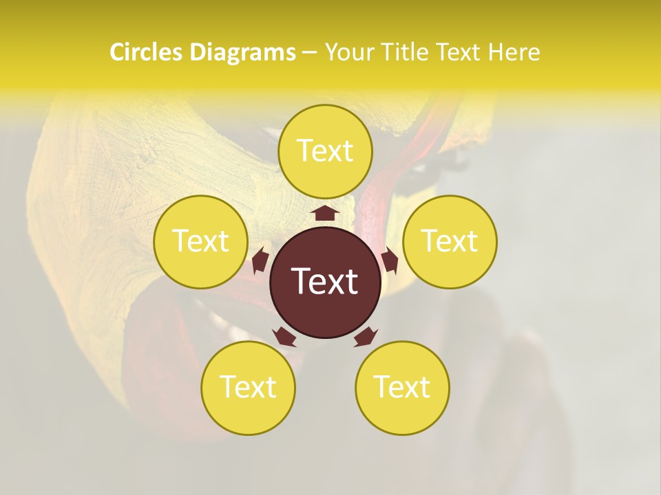 Young African Girl, Tribal Painted Face In Yellow And Red PowerPoint Template