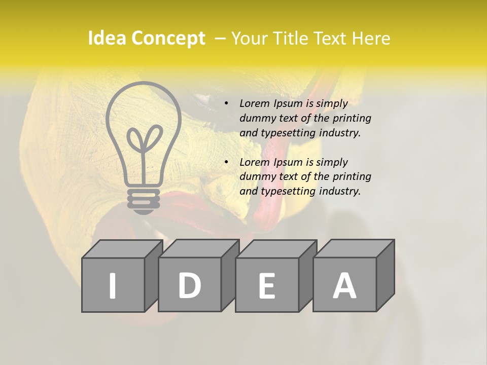 Young African Girl, Tribal Painted Face In Yellow And Red PowerPoint Template