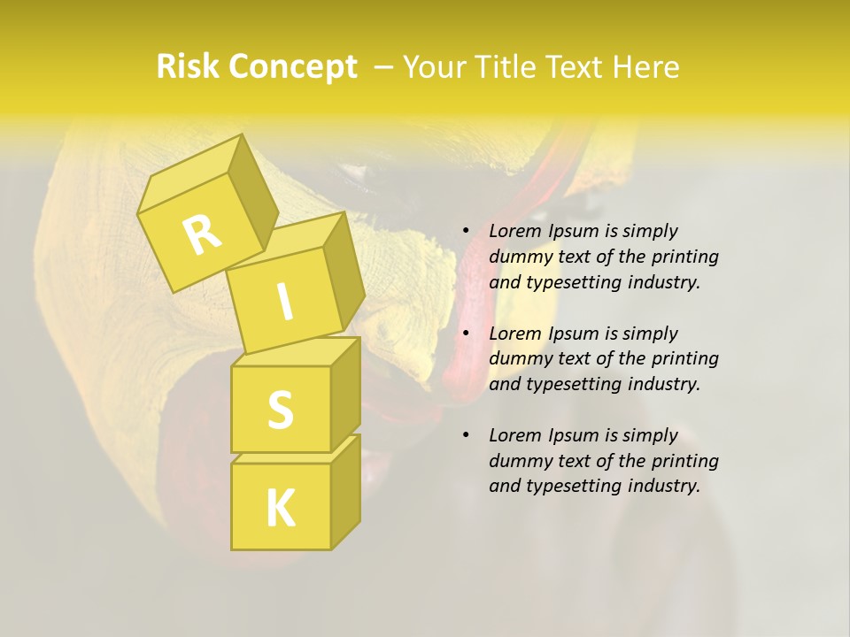 Young African Girl, Tribal Painted Face In Yellow And Red PowerPoint Template