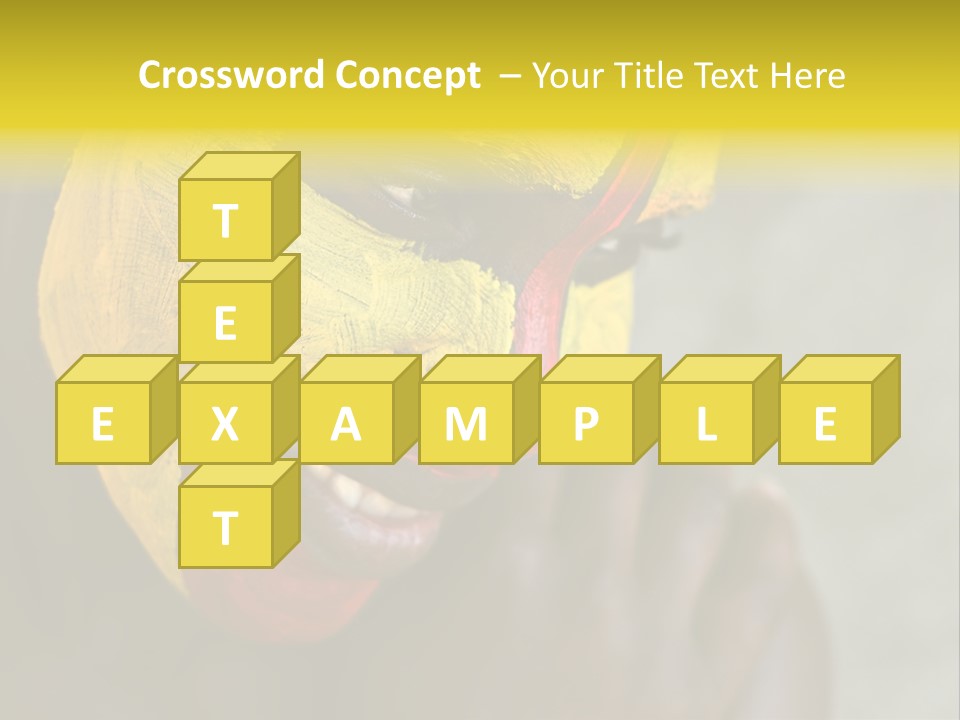 Young African Girl, Tribal Painted Face In Yellow And Red PowerPoint Template