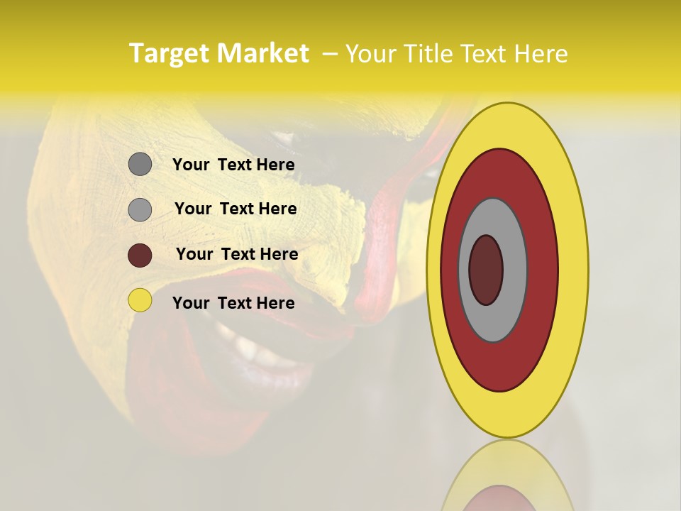 Young African Girl, Tribal Painted Face In Yellow And Red PowerPoint Template