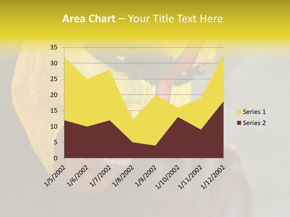 Young African Girl, Tribal Painted Face In Yellow And Red PowerPoint Template