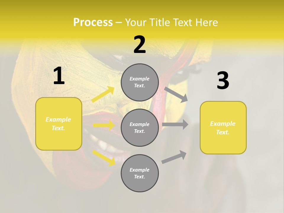 Young African Girl, Tribal Painted Face In Yellow And Red PowerPoint Template