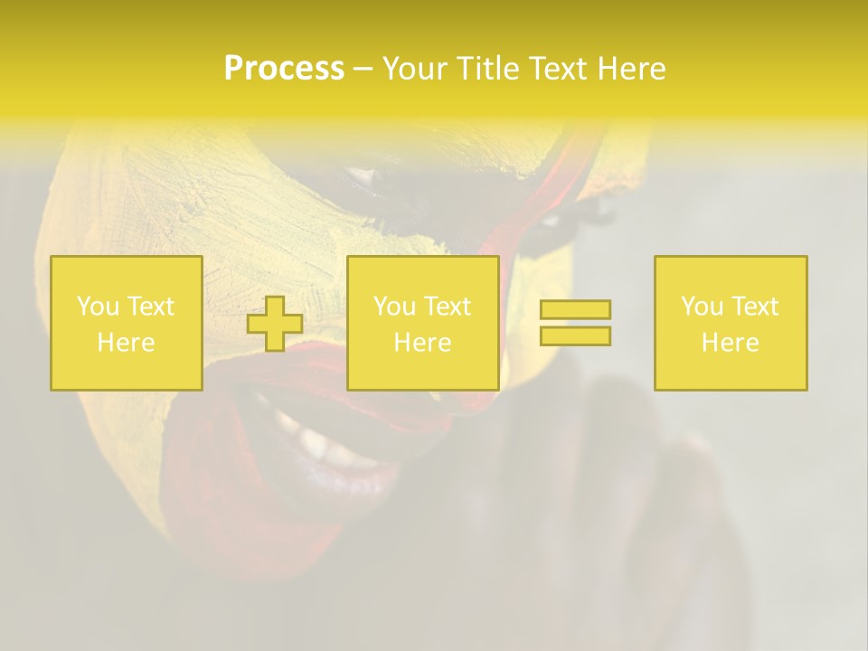 Young African Girl, Tribal Painted Face In Yellow And Red PowerPoint Template