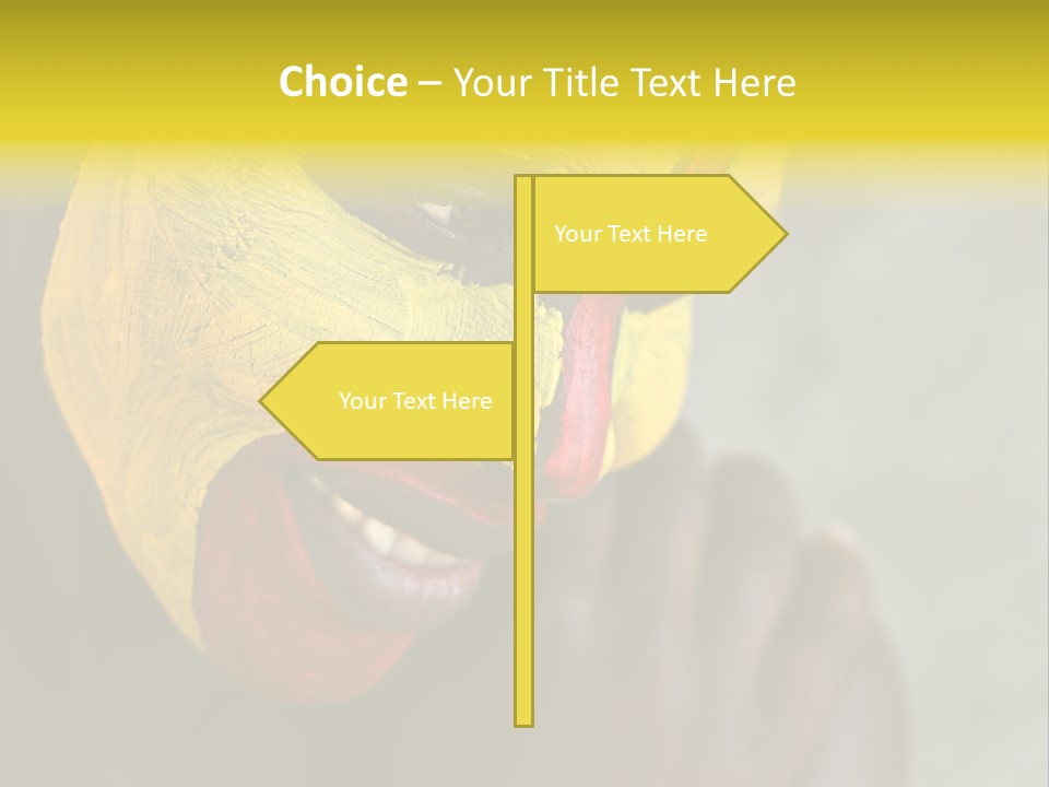 Young African Girl, Tribal Painted Face In Yellow And Red PowerPoint Template
