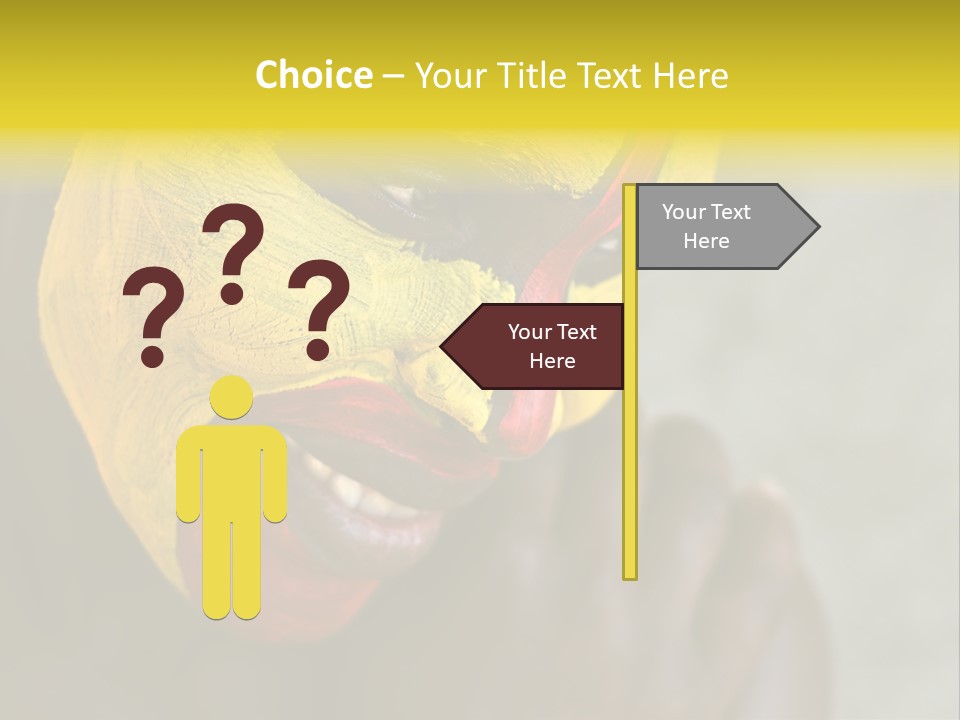 Young African Girl, Tribal Painted Face In Yellow And Red PowerPoint Template