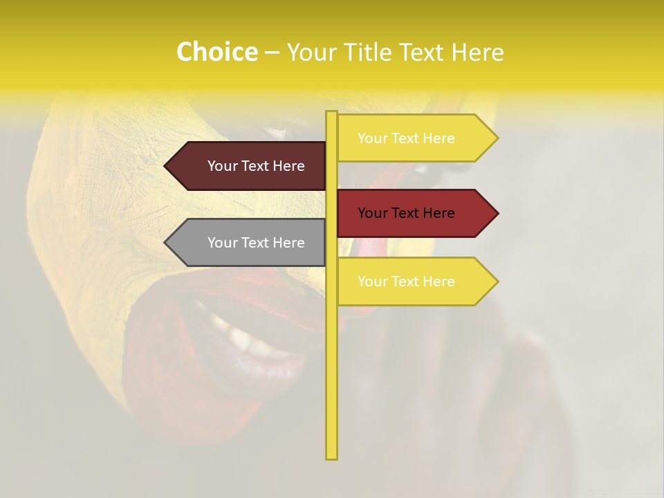 Young African Girl, Tribal Painted Face In Yellow And Red PowerPoint Template