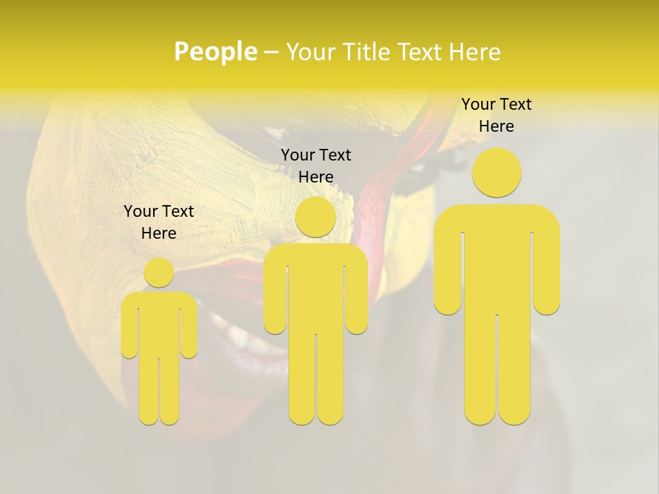 Young African Girl, Tribal Painted Face In Yellow And Red PowerPoint Template