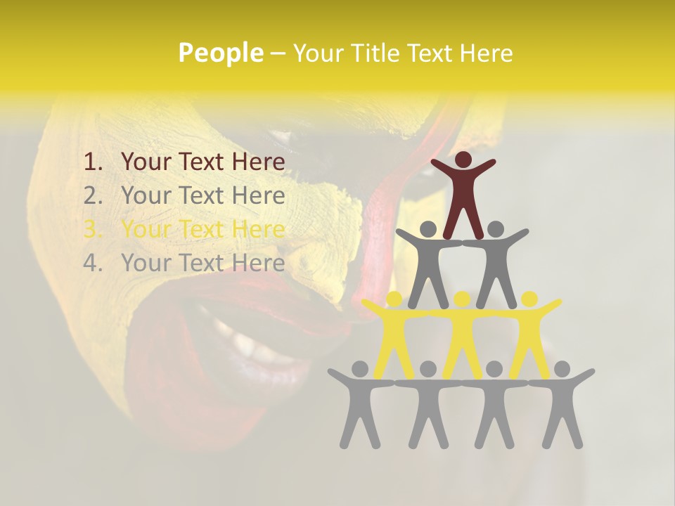 Young African Girl, Tribal Painted Face In Yellow And Red PowerPoint Template
