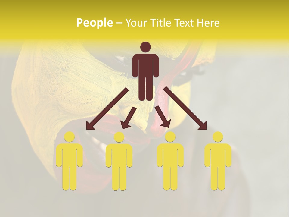 Young African Girl, Tribal Painted Face In Yellow And Red PowerPoint Template