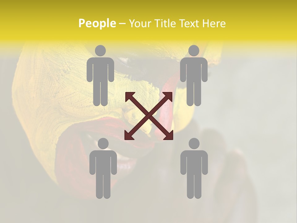 Young African Girl, Tribal Painted Face In Yellow And Red PowerPoint Template
