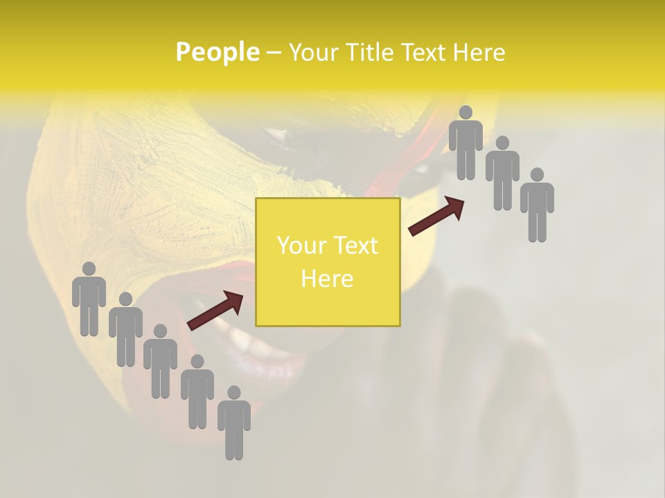 Young African Girl, Tribal Painted Face In Yellow And Red PowerPoint Template