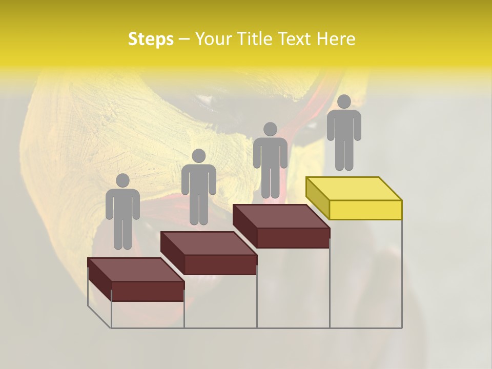 Young African Girl, Tribal Painted Face In Yellow And Red PowerPoint Template