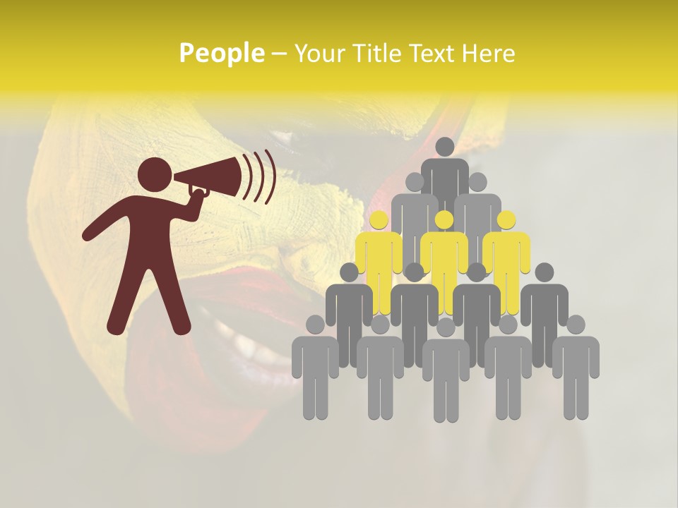 Young African Girl, Tribal Painted Face In Yellow And Red PowerPoint Template
