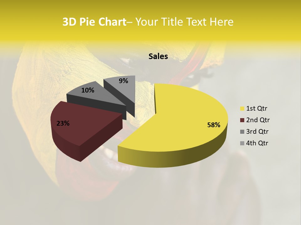 Young African Girl, Tribal Painted Face In Yellow And Red PowerPoint Template