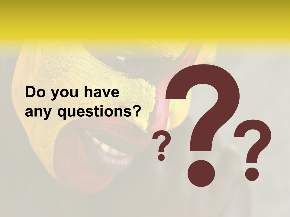 Young African Girl, Tribal Painted Face In Yellow And Red PowerPoint Template