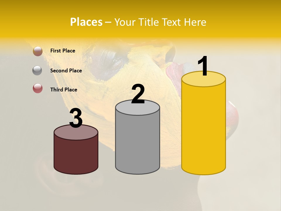 Young African Girl, Tribal Painted Face In Yellow And Red, Harmonic Triangles Use It Portrait Or Landscape PowerPoint Template