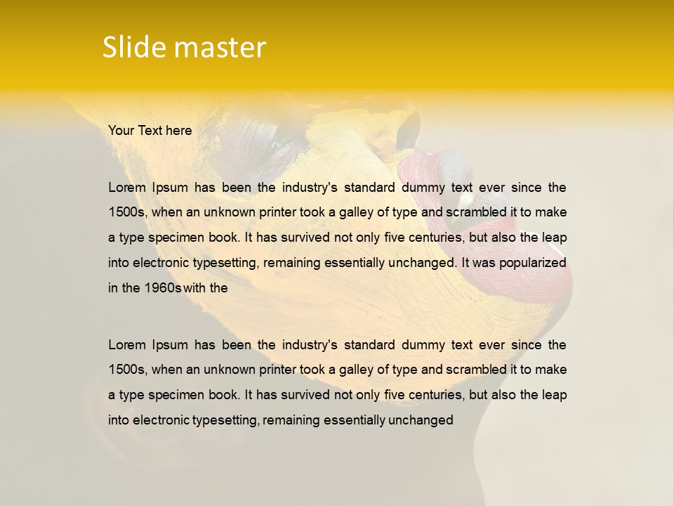 Young African Girl, Tribal Painted Face In Yellow And Red, Harmonic Triangles Use It Portrait Or Landscape PowerPoint Template