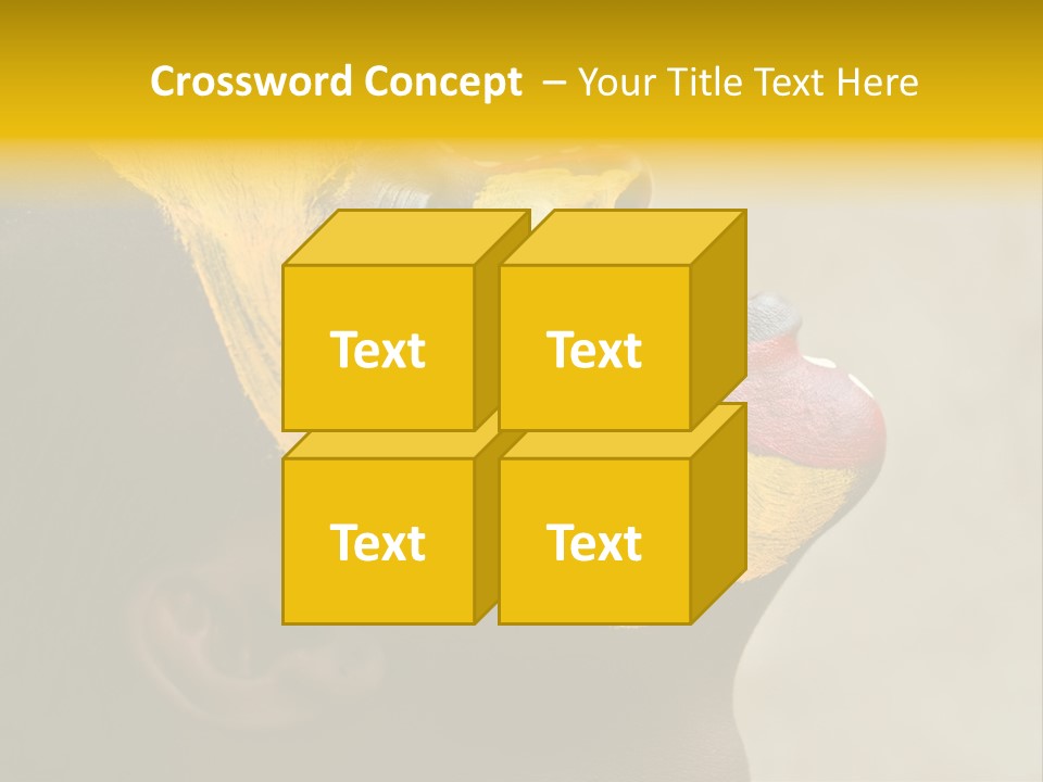 Young African Girl, Tribal Painted Face In Yellow And Red, Harmonic Triangles Use It Portrait Or Landscape PowerPoint Template