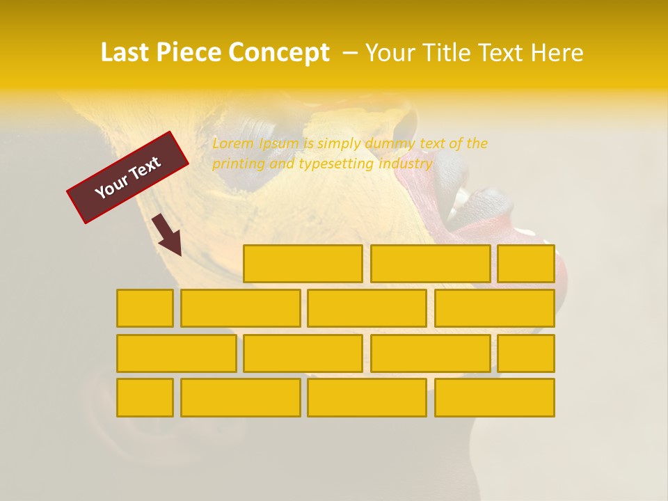 Young African Girl, Tribal Painted Face In Yellow And Red, Harmonic Triangles Use It Portrait Or Landscape PowerPoint Template