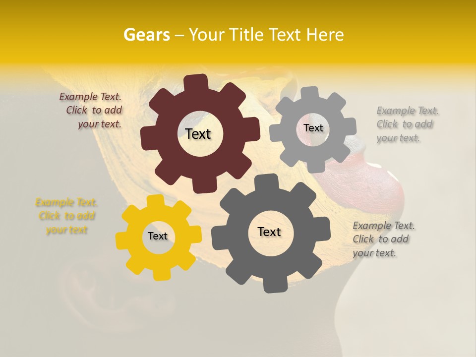 Young African Girl, Tribal Painted Face In Yellow And Red, Harmonic Triangles Use It Portrait Or Landscape PowerPoint Template