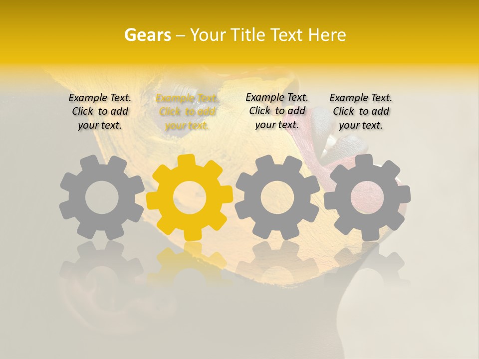 Young African Girl, Tribal Painted Face In Yellow And Red, Harmonic Triangles Use It Portrait Or Landscape PowerPoint Template