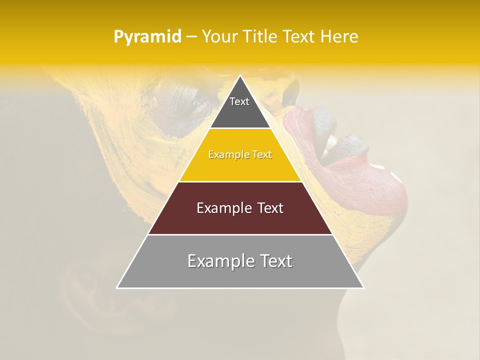 Young African Girl, Tribal Painted Face In Yellow And Red, Harmonic Triangles Use It Portrait Or Landscape PowerPoint Template