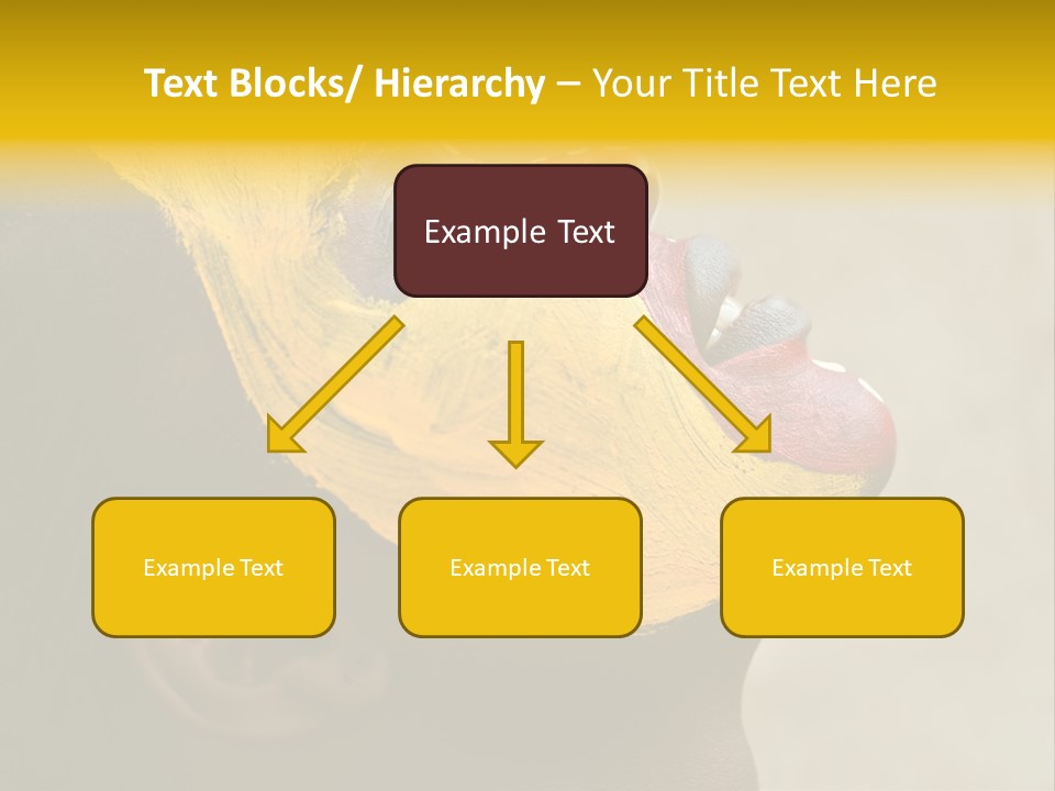 Young African Girl, Tribal Painted Face In Yellow And Red, Harmonic Triangles Use It Portrait Or Landscape PowerPoint Template
