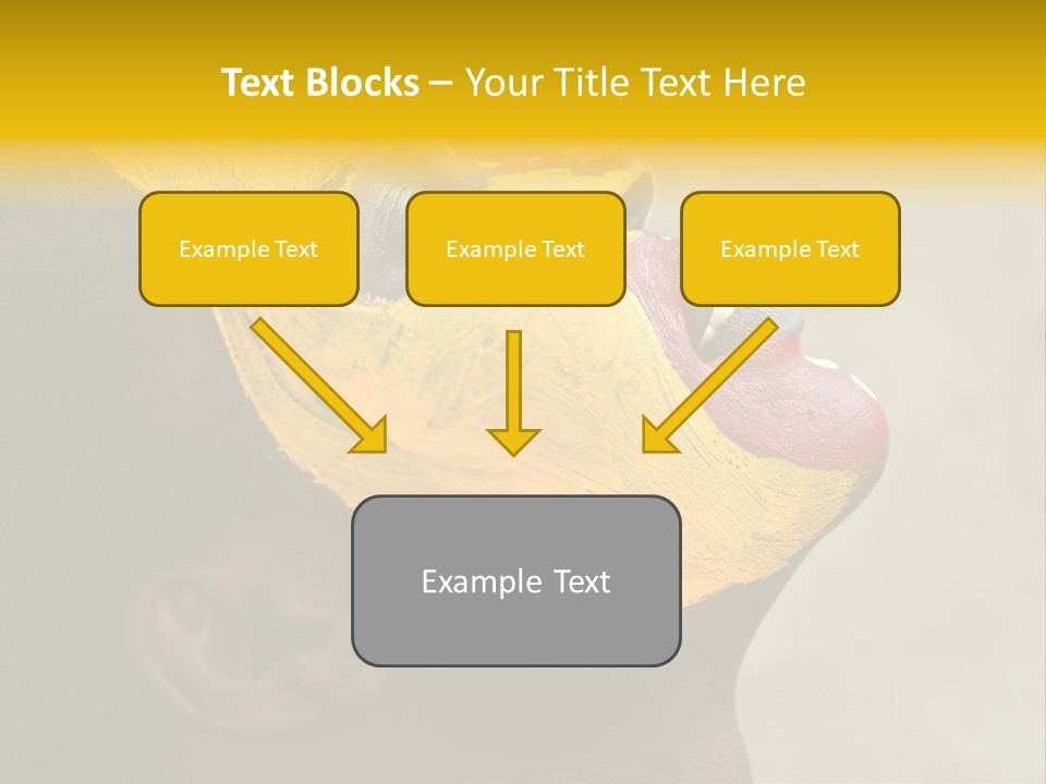 Young African Girl, Tribal Painted Face In Yellow And Red, Harmonic Triangles Use It Portrait Or Landscape PowerPoint Template
